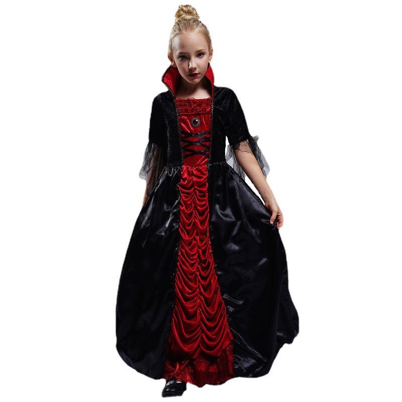 Costume de Reine Vampire d'Horreur pour Petite Fille Mascarade Cosplay Costume de Scène