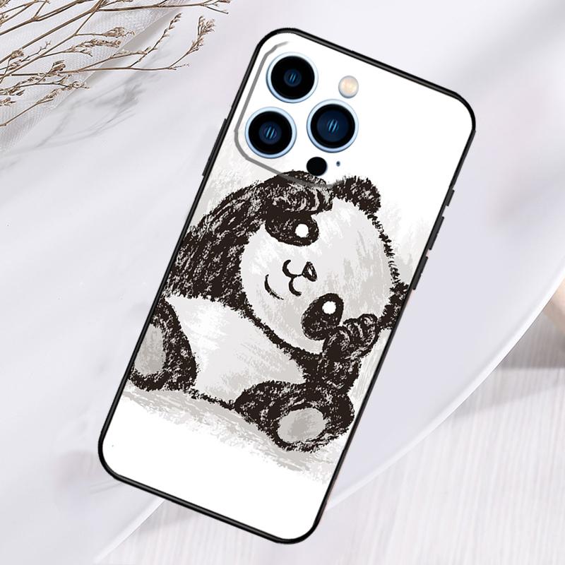 Cartoon Panda Phone Case For iPhone 17 Pro Max 15 14 13 12 11 16 Pro Max Plus 12 13 Mini 16e 17 Air Cover