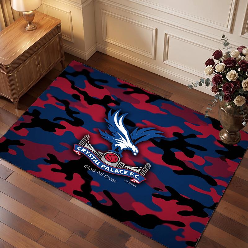 Tappeto in Velluto di Cristallo con Stampa del Crystal Palace Football, Comodo Assorbente d'Acqua Antiscivolo Tappeto per Pavimenti Interni