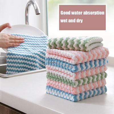 Coral Velvet Tableware Microfiber Kitchen Tool Wiping Rag Dish Towel Cleaning Cloth Wash Cloth