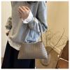 Women's Woven Texture Faux Leather Shoulder Bag, Soft Handbag with Single Strap, Casual Square Crossbody Purse
