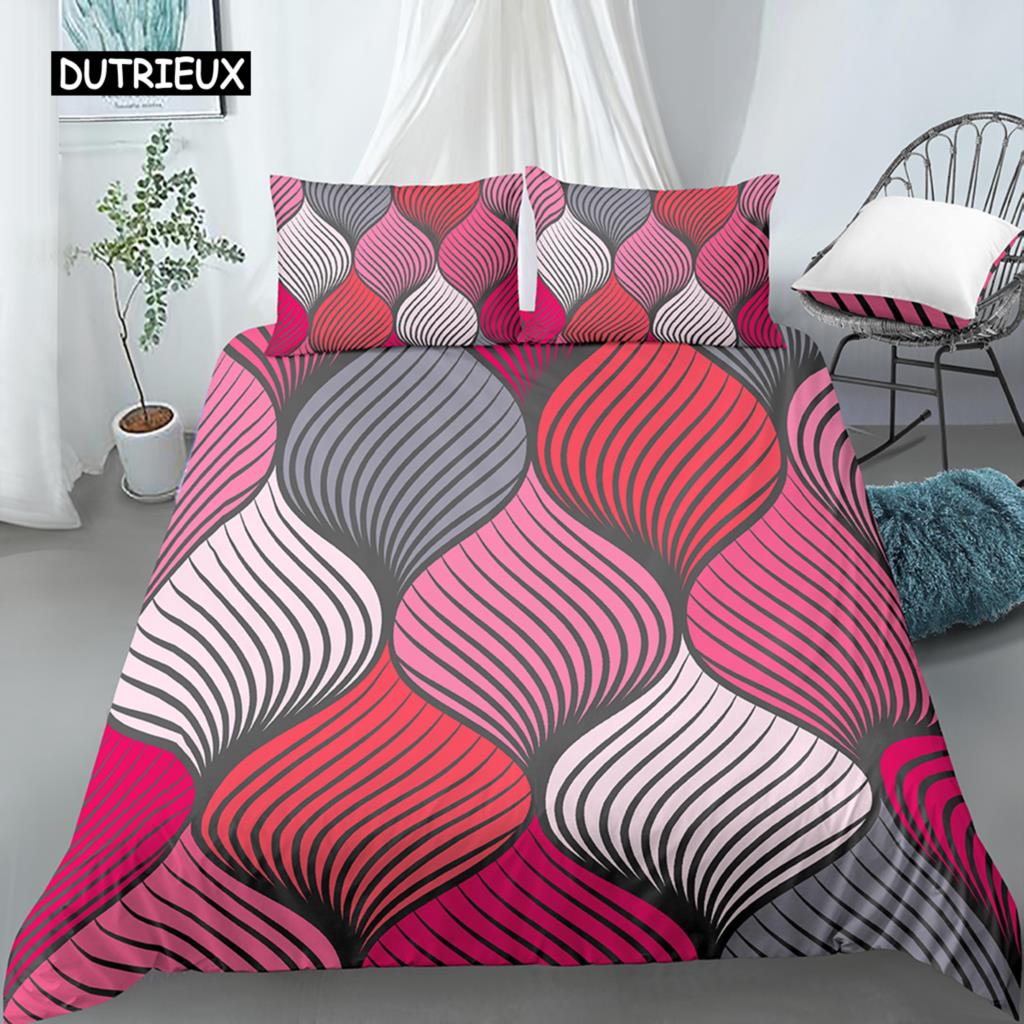 Set Copripiumino Geometrico Misura King Bianco Tonalità Oro Set Biancheria da Letto Bohemien Copripiumino Morbido con Federa Copripiumino Singolo