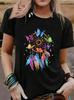 T Shirt Butterfly Graphic Print T-shirt Short Sleeve Crew Neck Casual Top for Summer Spring Women's Clothing Top Tee