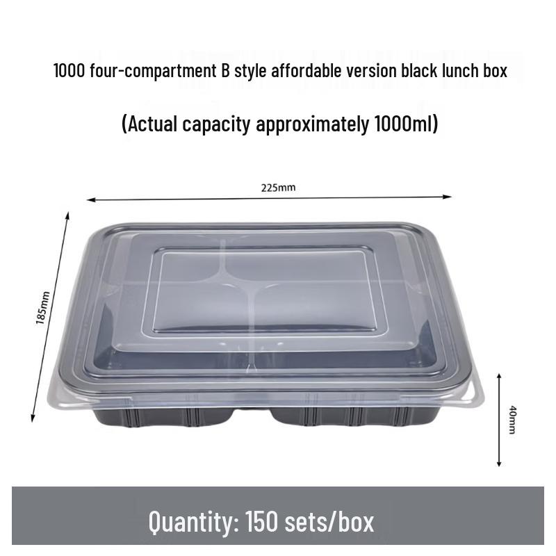 Zebian Disposable Multi-Compartment Takeaway Meal Boxes (150 Sets)
