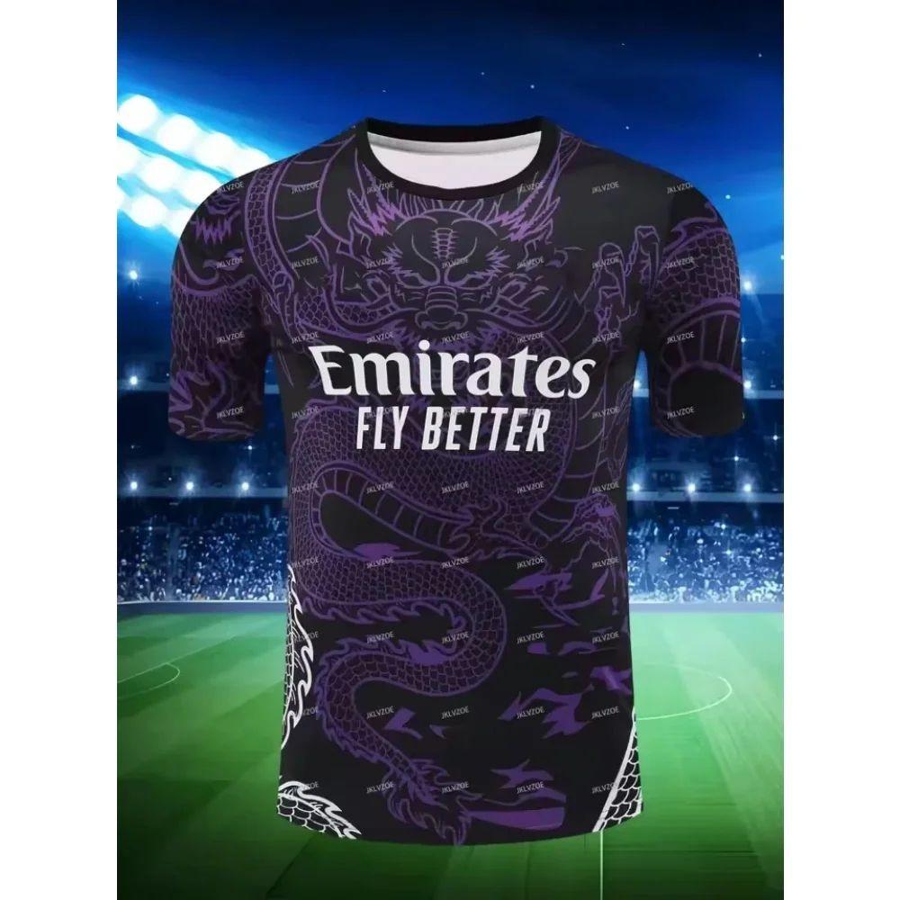 New Men's Football Training Quick Drying Jersey Breathable Round Neck T-shirt Letter Printed Outdoor Top