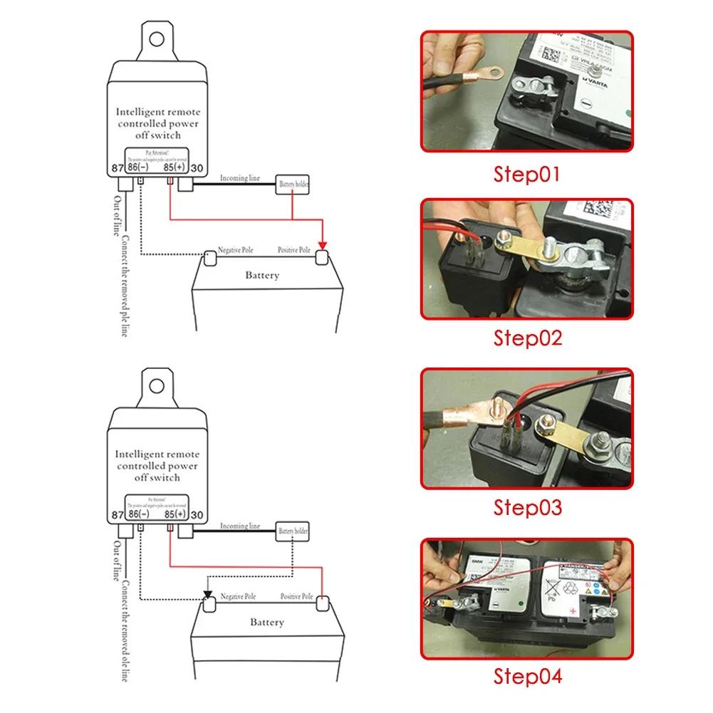 Battery Switch Relay 12V Remote Control Battery Disconnect Cut Off Isolator Switch Anti-Theft with Dual Remote Control Switch