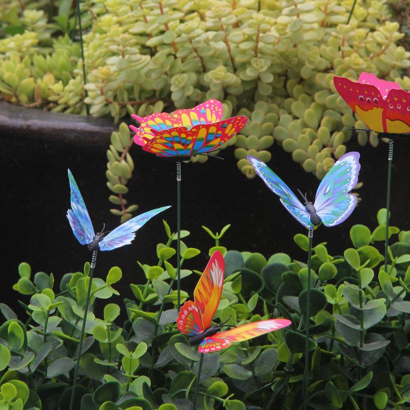 Glow-in-the-Dark Realistic Butterfly Stakes for Outdoor Garden Decor,Mixed Color,50 Pieces