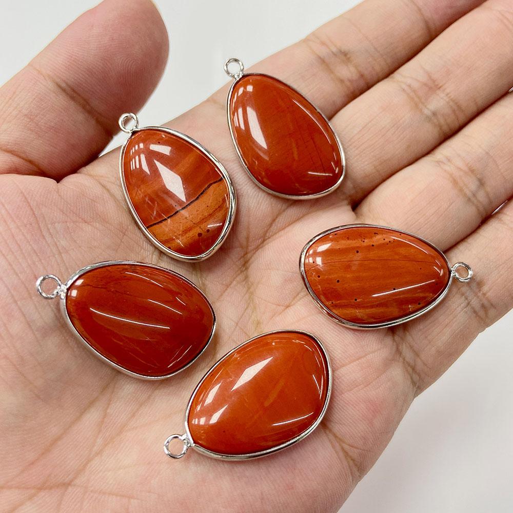 2pcs 20x30mm Natural Crystal Gem Mineral Stone Pendant Charm For Making Necklace Earrings Jewelry Silver Color Border