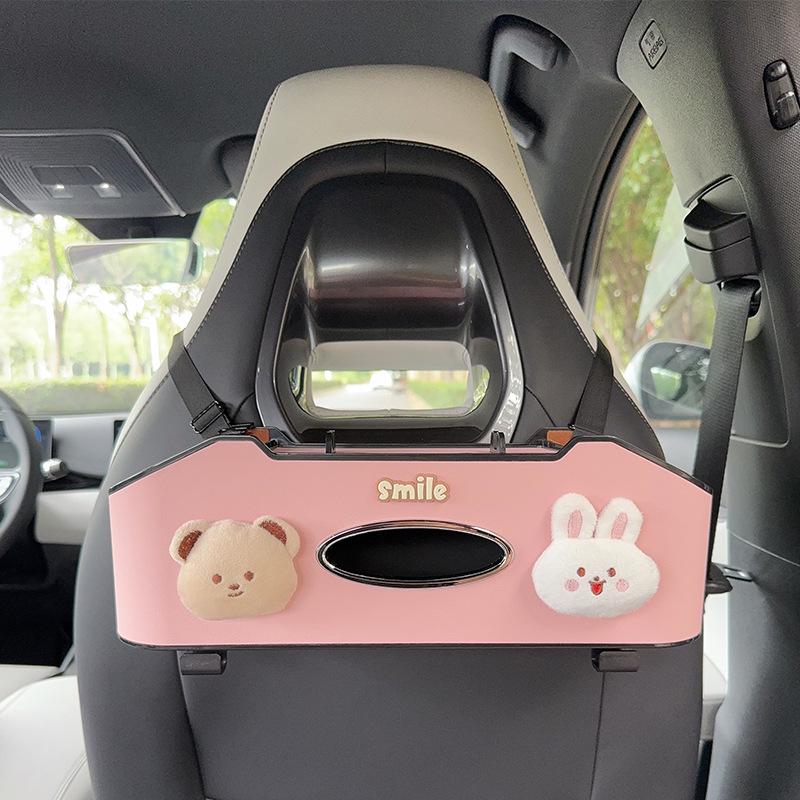 Aufbewahrungsbox für die Rücksitzlehne mit Taschentuchhalter & Getränkehalter - Multifunktionaler Organizer