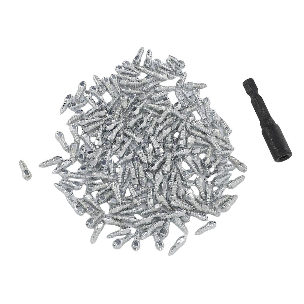 200 PEZZI 12mm Chiodi per Pneumatici Acciaio Antiscivolo Antighiaccio Neve Punte per Pneumatici con Strumento di Installazione per Moto Motocicletta Fuoristrada