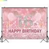 Happy 16th Birthday Backdrop for Photography Pink Glitter Girl Birthday Party Decoration Supplies Sweet 16th Champagne Backdrop
