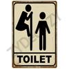 Figure de Dessin Animé Rétro Humoristique Panneau Métallique Imprimé Toilettes Salle de Bain Plaque Murale Drôle Bar Pub Décoration Suspendue à la Porte Intérieure