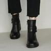 Womens Ankle Boots Fashion Belt Buckle Soft Leather Boots Plush Warm Winter Boots for Women Heel Casual Leather Boot Botas Mujer