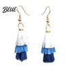 Eye-catching Fringe Jewelry Earrings Multi-layered Creative Red White and Blue