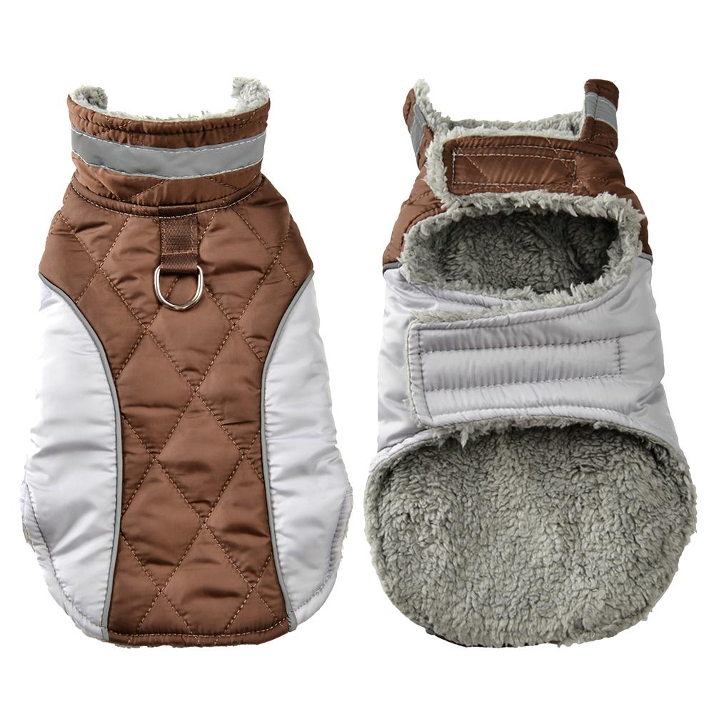 Fleece Warm Dog Clothes With D-ring Thicken Reflective Pets Vest Coat For Winter Waterproof Plaid Pet Jacket Small Large Dogs