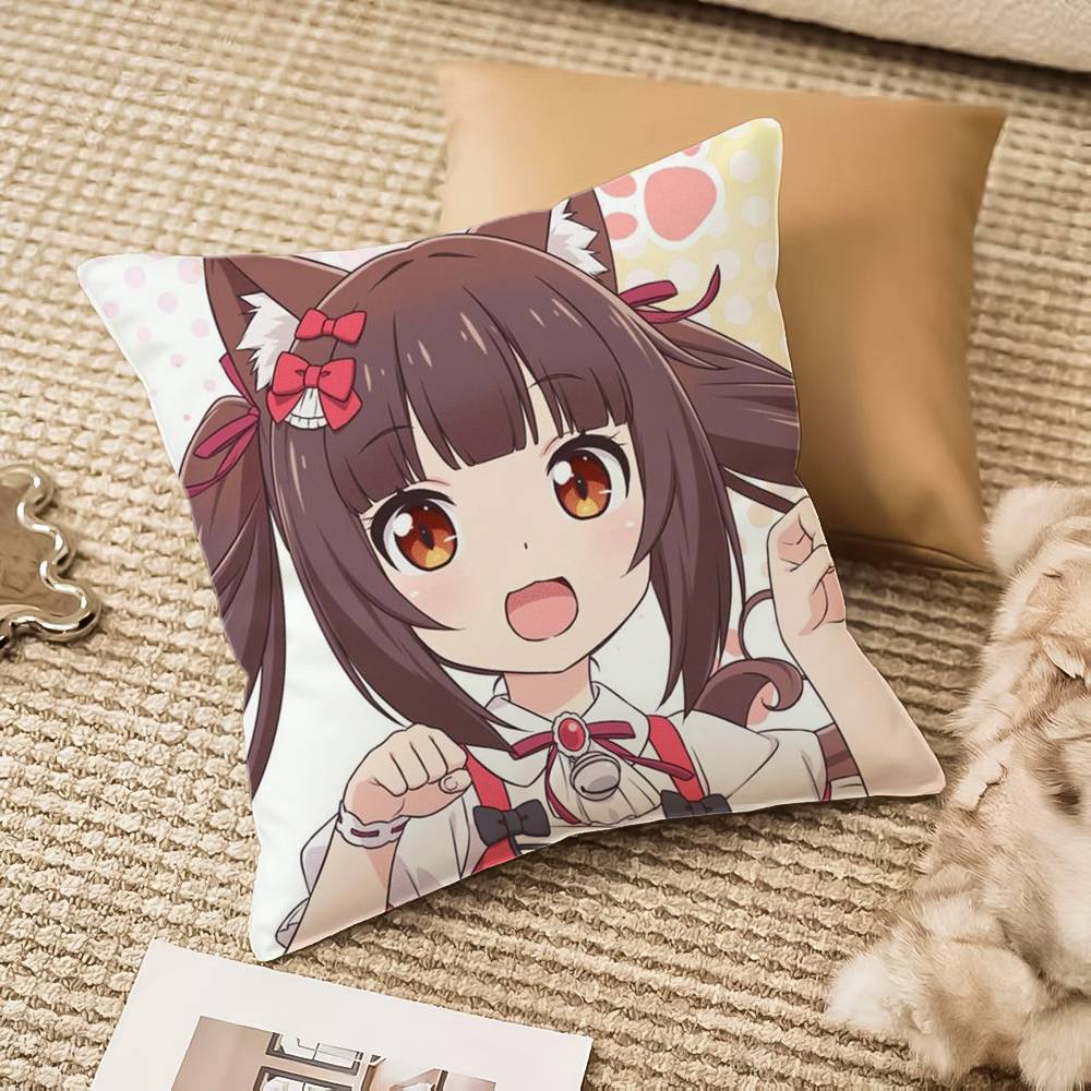 Cat Girl Cute N-NekoparaS Pillow Case Anti-dustmite Invisible zipper Sofa Bed