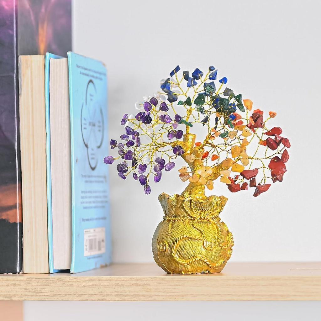 7 Chakra Feng Shui Tree of Life – Healing Crystal Bonsai – Ideal Gift for Home & Office Décor