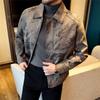 Men's Spring 2026 High-End Printed Leather Lapel Jacket - Fashionable Casual PU Coat