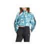 adidas Essentials 3-Stripes Animal Print High Pile Cropped Half-Zip Long Sleeve Sweatshirt Women Tops Blue IY0148