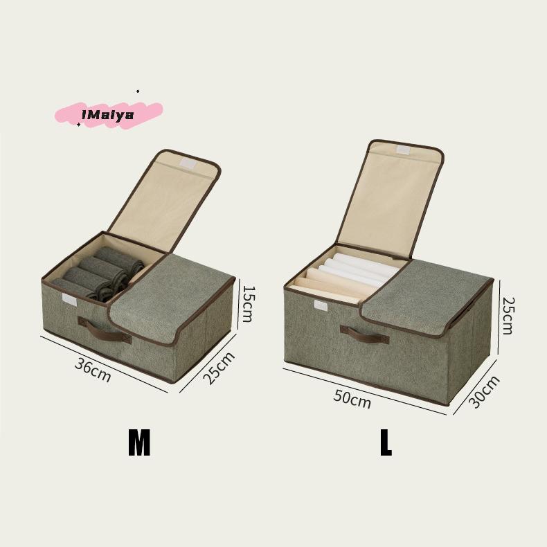 M-1Pc Fabric Storage Box With Lid Foldable Dustproof Clothing Organizer Multifunctional Container For Wardrobe Pants