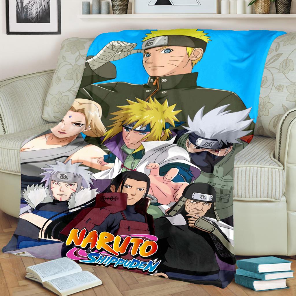 Anime-Naruto Print Blanket Warm Comfortable Flannel Blanket for Bedrooms, Sofas, Beds, Chairs, Picnics, Travel -LXR51