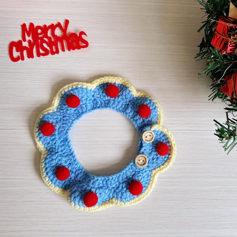 Knitted Christmas Snood & Scarf for Pets: Cat & Small Dog Collar Accessories, Crochet Photo Props