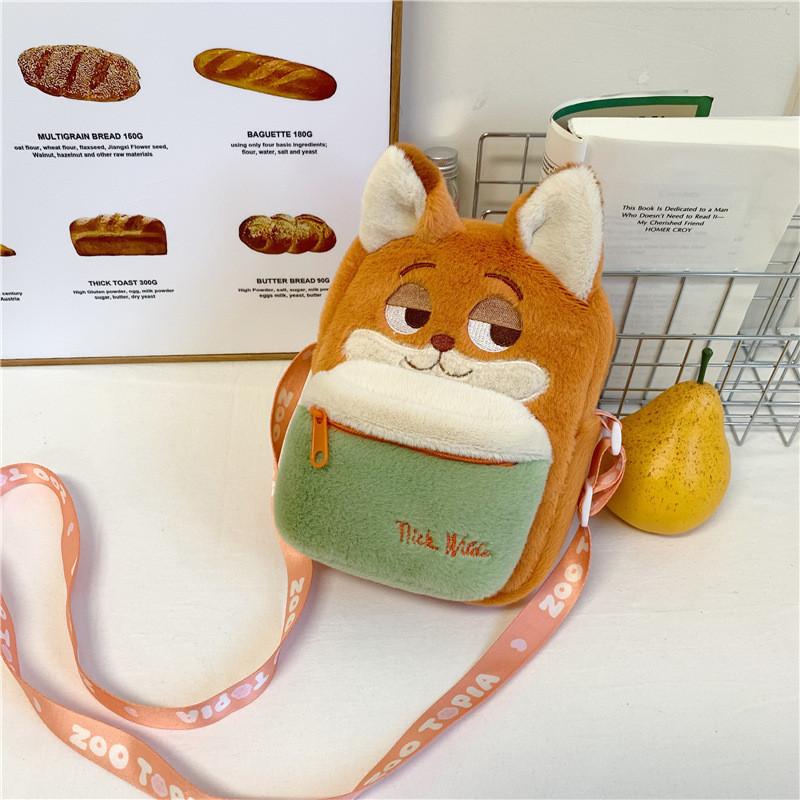 Stitch Judy Hopps Nick Wilde Plush Phone Bag With Zipper Closure For Daily Use
