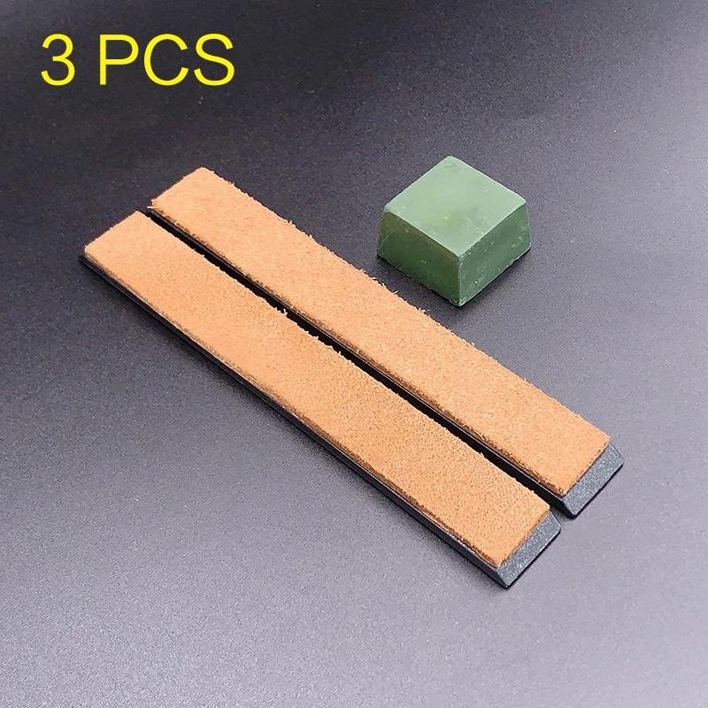 Leather Article Scissor Polishing Tool Leather Set Honing Strop Knife Cutter Cowhide Strop Polish Belt Grinding Sharpening Wax