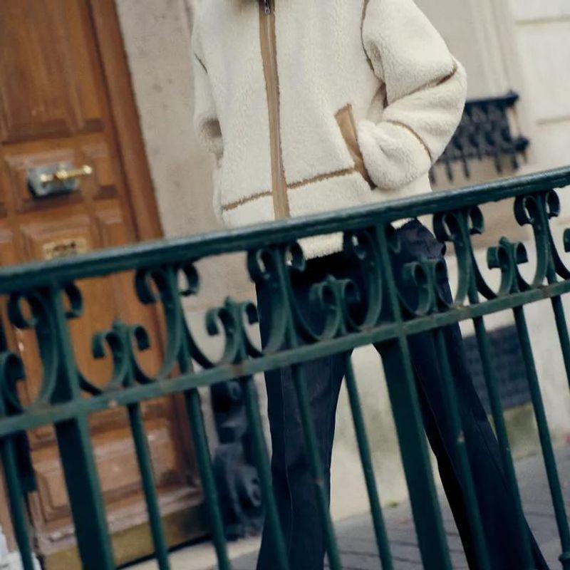 Fall and Winter New Women's Clothing K-style Loose Fleece Double-Sided Long Sleeves Lapel Short Jacket Outwear 6318267