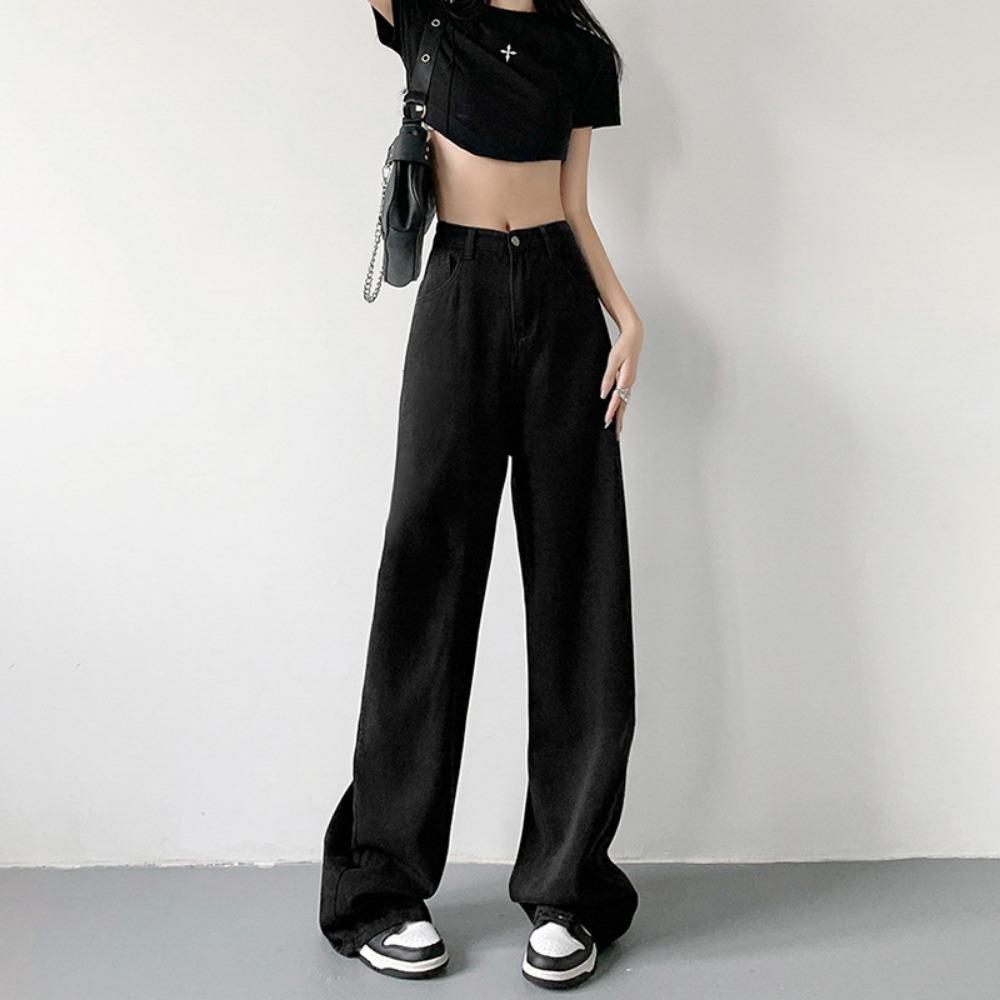 Personalized Versatile Straight-leg Jeans 2025 New High Street Spring and Autumn Loose Drape High-waisted Wide-leg Jeans