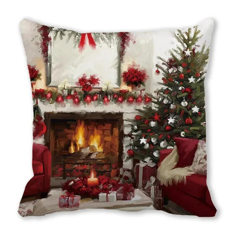 Merry Christmas Pillow Case Sofa Cushion Covers Xmas Party Decorative Pillowcases Happy New Year 2024 Navidad  Gifts