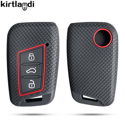 Silicone Key Cover Car Key Case for Skoda Kodiaq Karoq Octavia Fabia for Seat Ateca for Volkswagen VW Taos Passat B8 Polo Tiguan