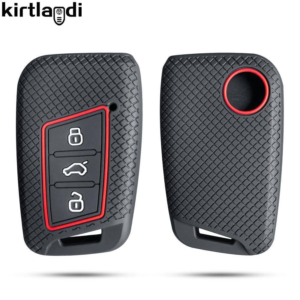 

silicone key cover car key case for Skoda Kodiaq Karoq Octavia Fabia for Seat Ateca for Volkswagen VW Taos Passat B8 Polo Tiguan