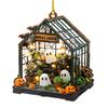 Cute Ghost Reading Book Ornament 2D Acrylic Ghost Pumpkin Window Hanging Decoration for Halloween Home Party Decor