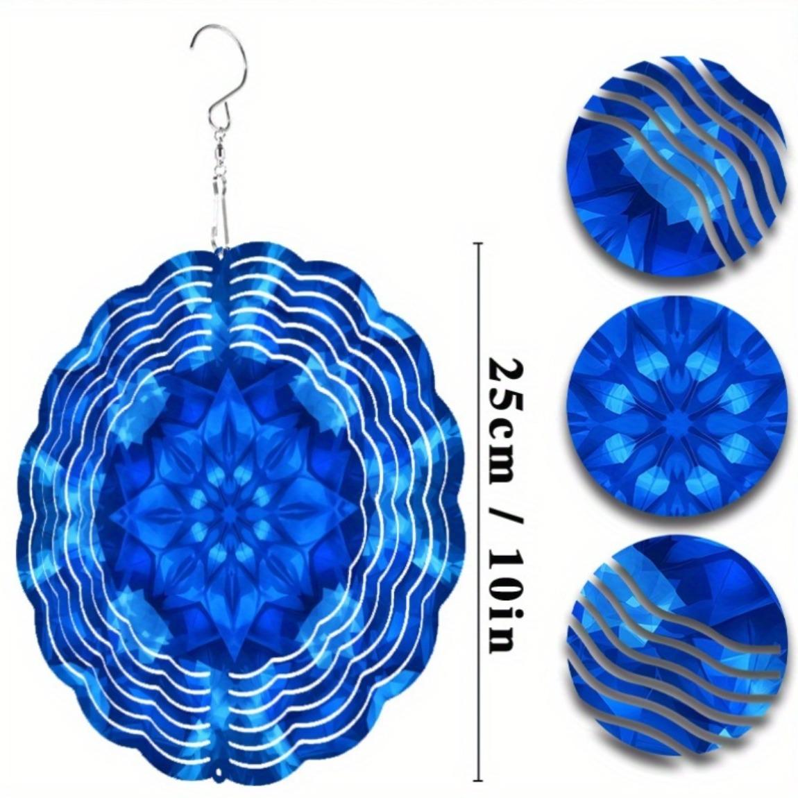 

10-дюймовый синий 3D металлический ветряной спиннер, скульптура для внутреннего и наружного декора сада, сезонное праздничное искусство и ремесло, Хэллоуин, День благодарения, Рождество 01A