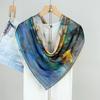 Elegant oil painting blooms with colorful summer sunscreen silk, chiffon mulberry silk, 110 large square scarf, silk scarf, thin shawl