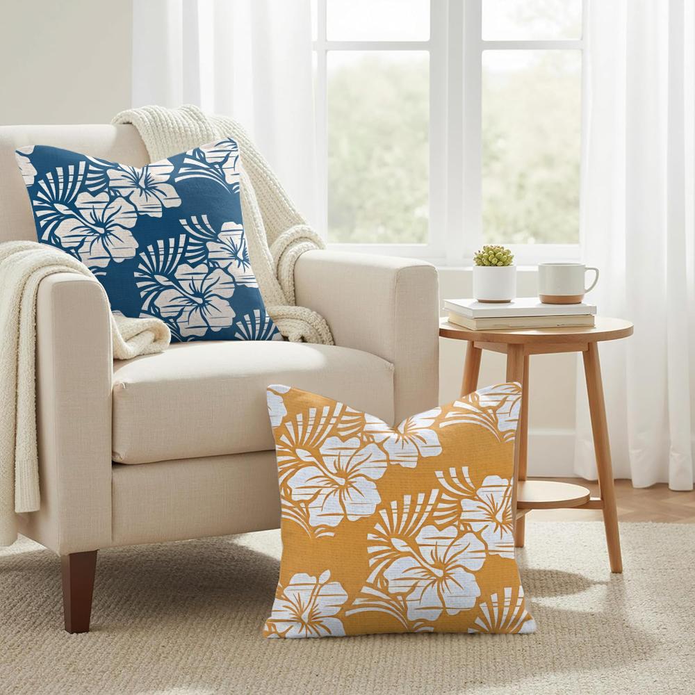 Hawaiian Flowers Cushion Cover Natural Linen Organic Fabric DoubleSided Printing Couch Pillow Covers Home Decor