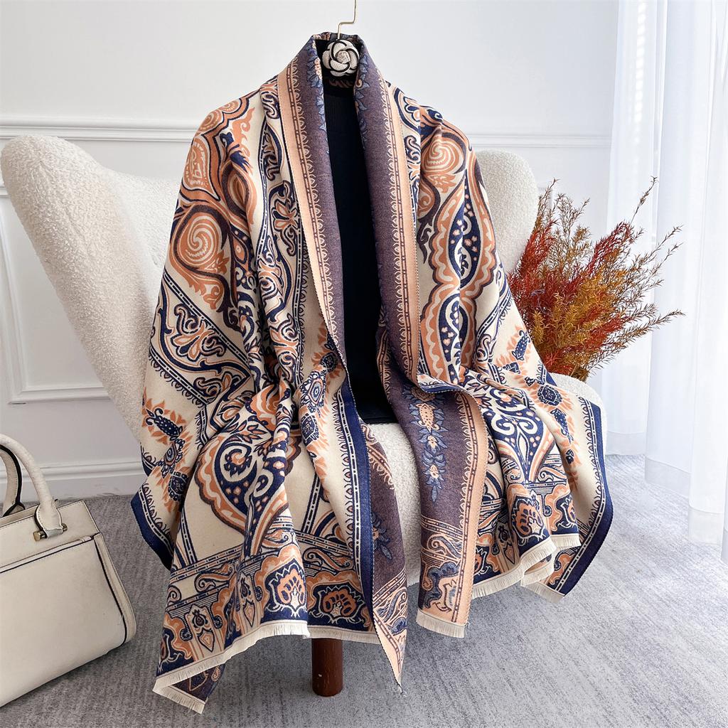 Women Winter Scarf Cashmere Pashmina Shawls and Wraps Bufandas Floral Print Warm Thick Scarves Blanket for Lady  Newpe