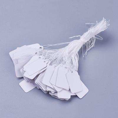 500pcs White Rectangle Jewelry Price Tags Item Price Label with String Price Paper Display for Goods Tags Rectangle White 23x13mm