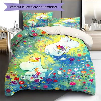 Cartoon Pattern Bedding Quilt Set Quilt Cover Pillowcase Home Decoration Birthday Gift (1 * Duvet Cover + 2 * Pillowcase, Without Core)