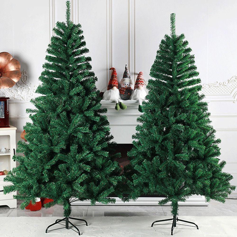 Green Artificial Christmas Tree PVC Encrypted Design Simulation Artificial Fir Tree Christmas Atmosphere Metal Stand