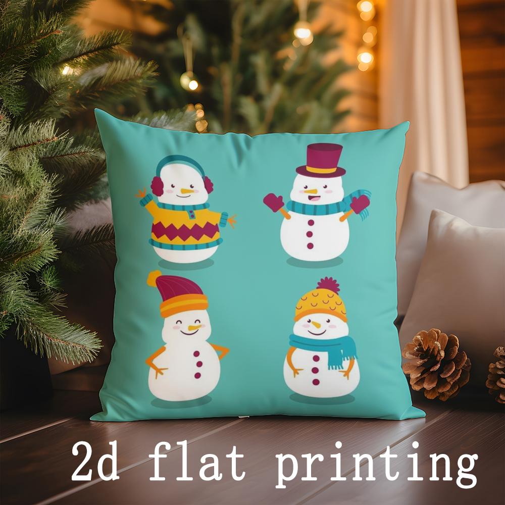 Home Decor Christmas Snowman Santa Pillows Suitable For Sofa Bedroom Car Pillow Cover Cushion Rectangular Back Cushion
