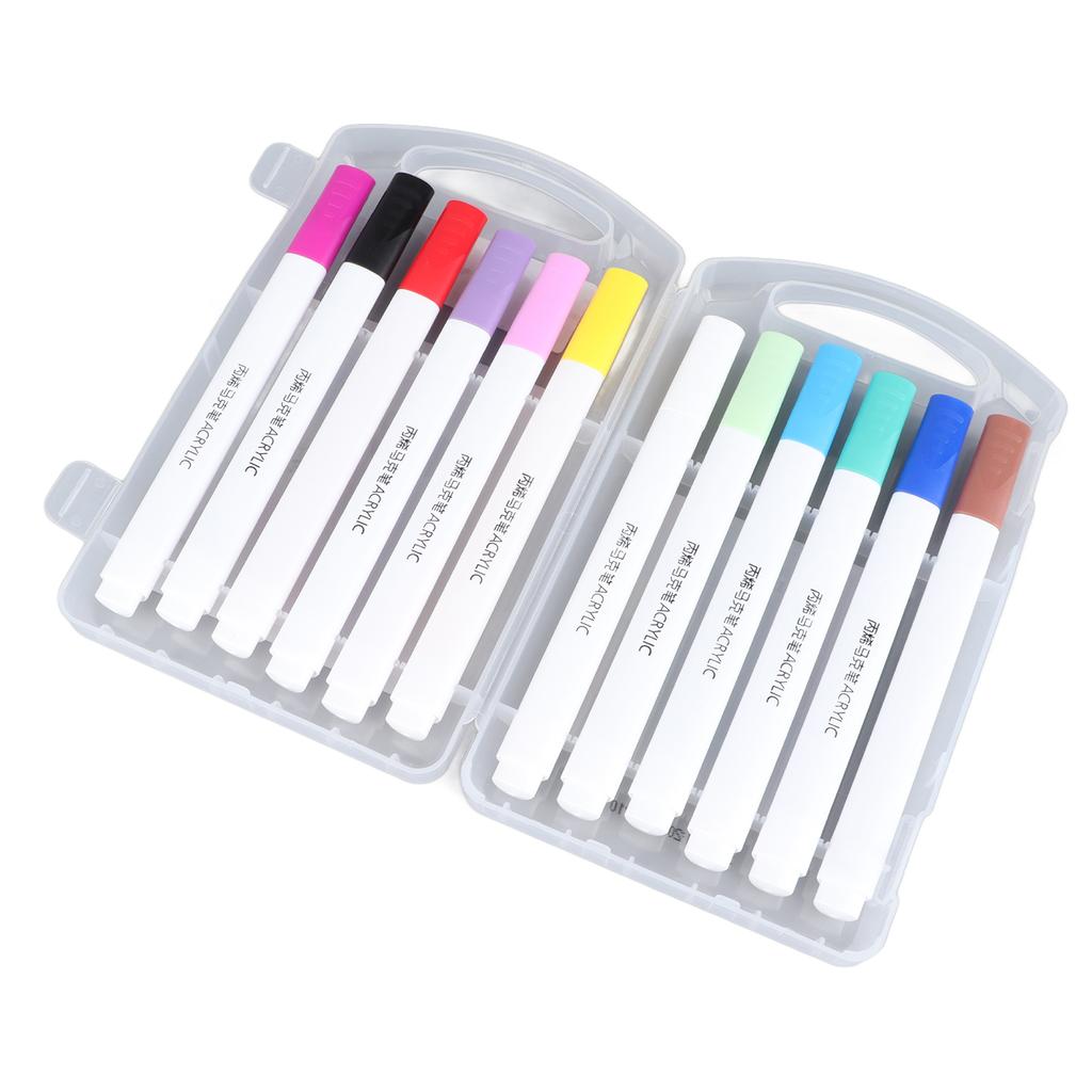 12 Pezzi Pennarelli Acrilici Colori Ricchi Struttura Triangolare Ergonomici Pennarelli Graffiti per Legno Tessuto Vetro Plastica