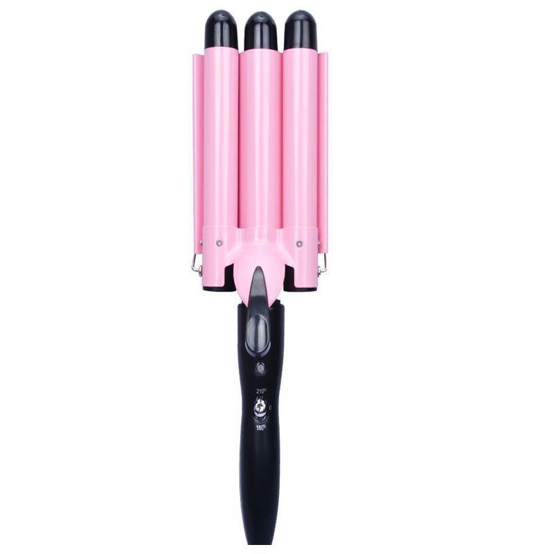 

Щипцы для завивки волос Керамические профессиональные щипцы для завивки волос с тройным стволом Яичный рулет Инструменты для укладки волос Стайлер для волос Палочка Щипцы для завивки волос 32mm EU Plug розовый