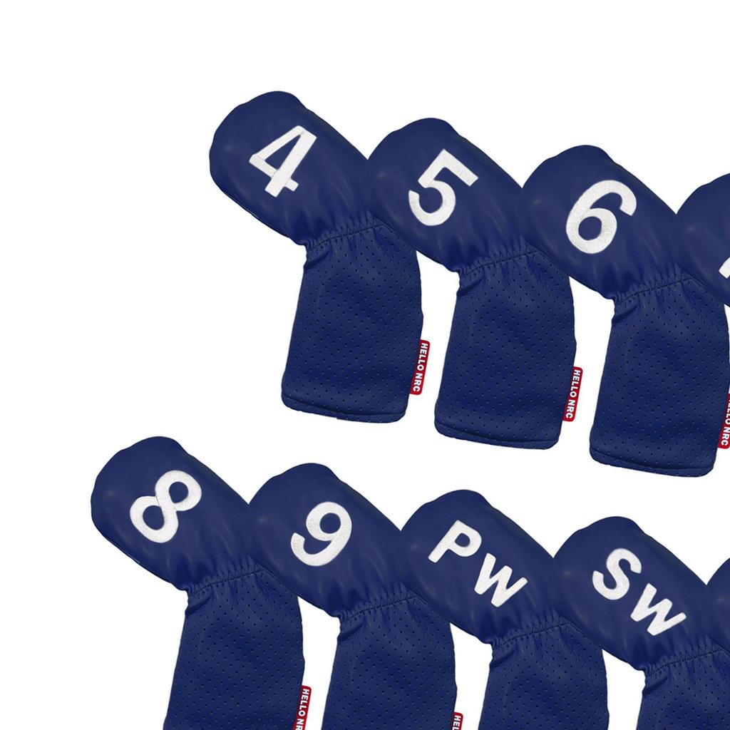 9 Pieces Golf , Head Cover 49,PW,SW,AW Long Neck Waterproof PU Leather Brands Accessories