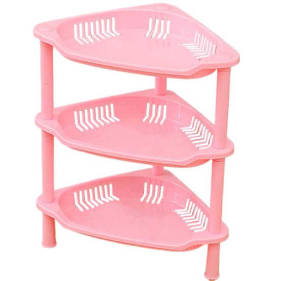 

3-слойная квадратная треугольная угловая полка для хранения туалетных принадлежностей в ванной комнате, органайзер розовый