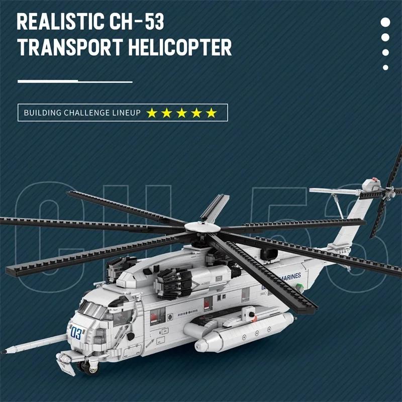 Elicottero da Trasporto CH-53E Blocchi da Costruzione Aereo dell'Esercito Modello di Caccia Militare Mattoncini da Assemblare Giocattoli Fai da Te per Bambini Regalo di Vacanza