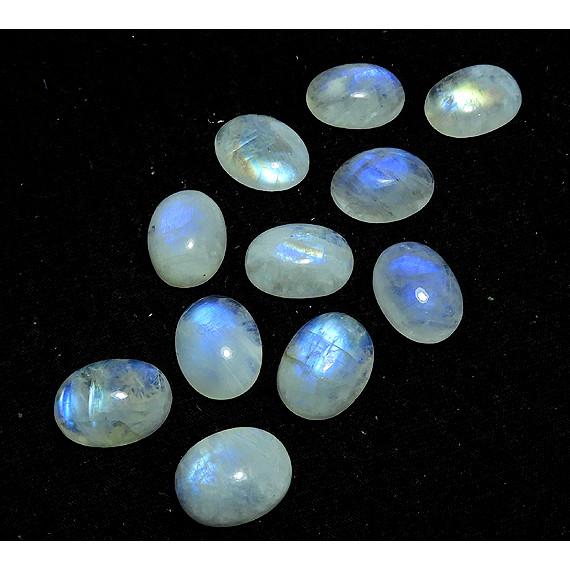 

12X16MM Natural Rainbow Moonstone Oval Cabochon Loose Gemstone 11 Pcs Lot RML-660