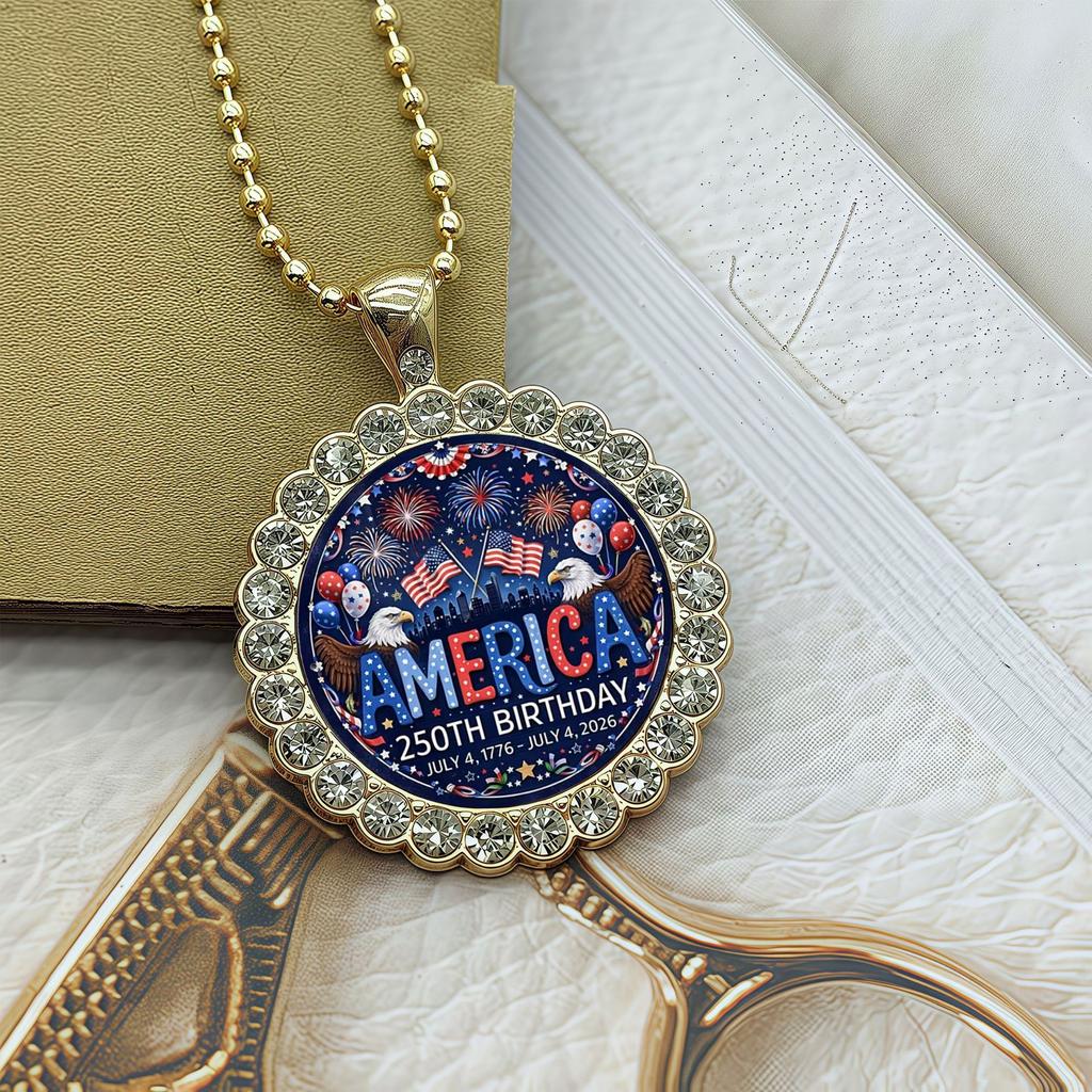 European and American New 250th Anniversary Round Necklace, Versatile Accessories for Men and Women