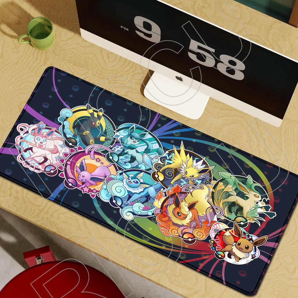 XXL Kawaii Mouse Pad Pokemons Eevee Computer Speed Type Mat for Esports Players Lock Edge Keyboard Pad Mousepad Office Desk Mat